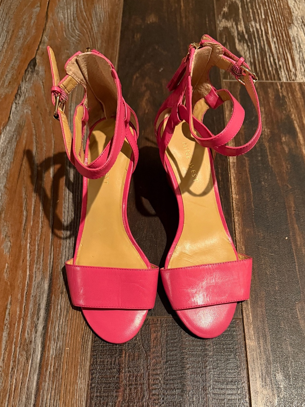 Nine West Pink Women's Ankle-Strap Wedge Sandals